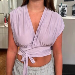 Free People Lilac top that ties around the waist